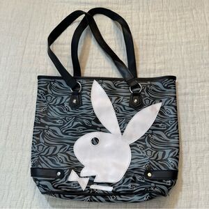 Vintage Y2K Playboy Bunny Handbag Purse Tote Bag Pink, Black All Over Print Rare